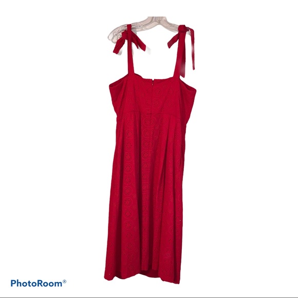 Anthropologie Red Sz 14 Kari Eyelet Midi Dress NWT - Picture 6 of 10